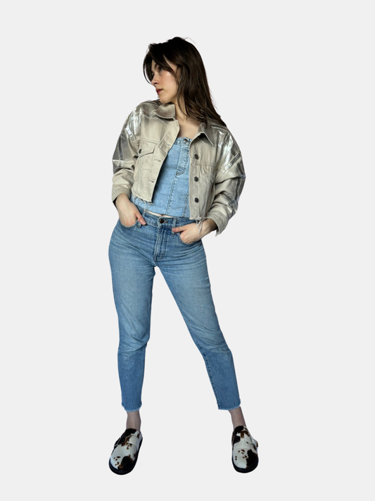 Alia Sand Polished Denim Jacket