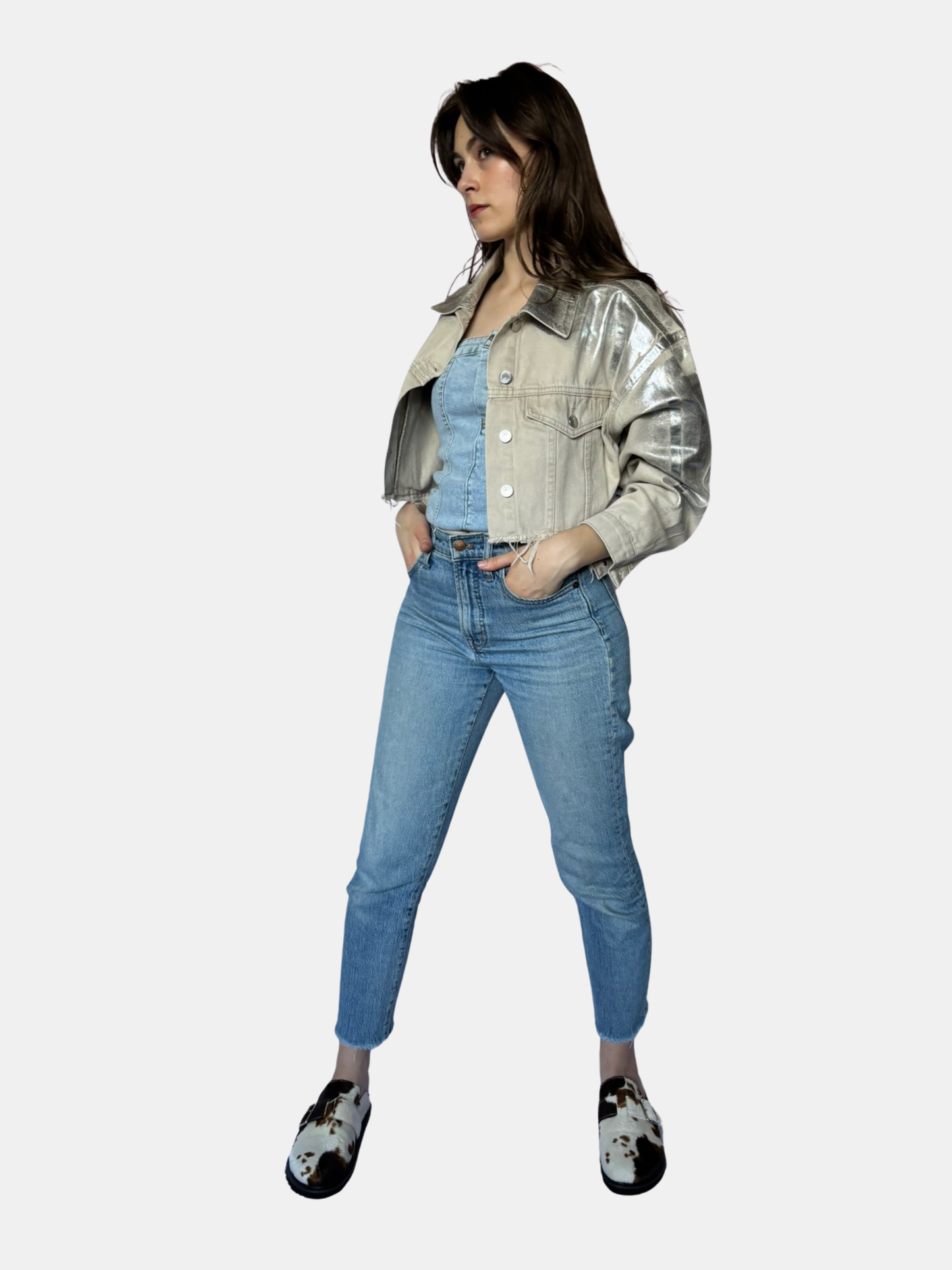 Alia Sand Polished Denim Jacket 2