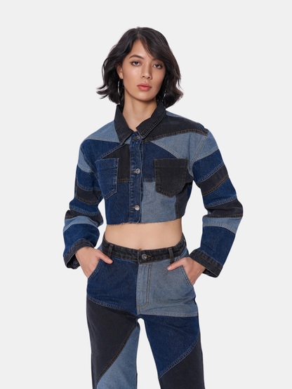 Dua Patch Cropped Jean Jacket 3