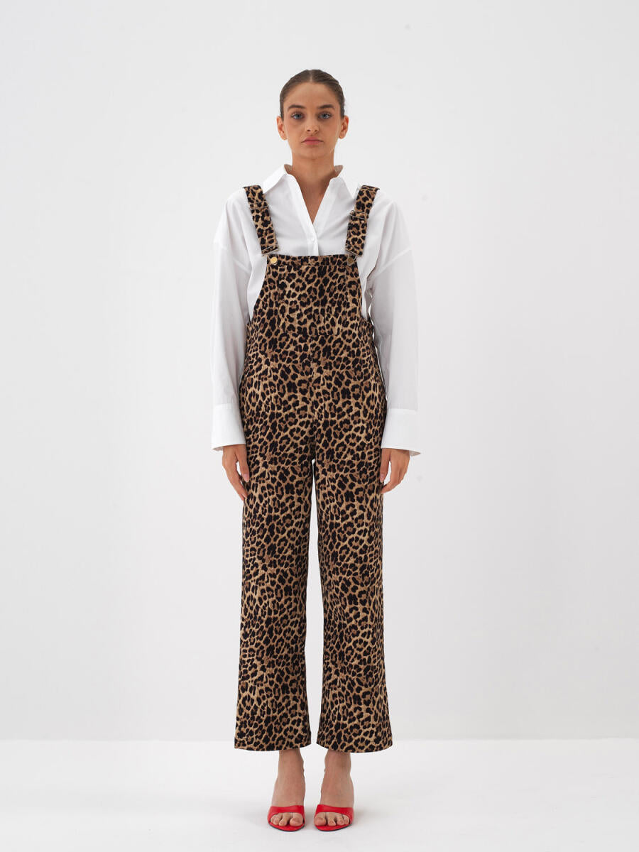 Elena Leopard Print Overalls