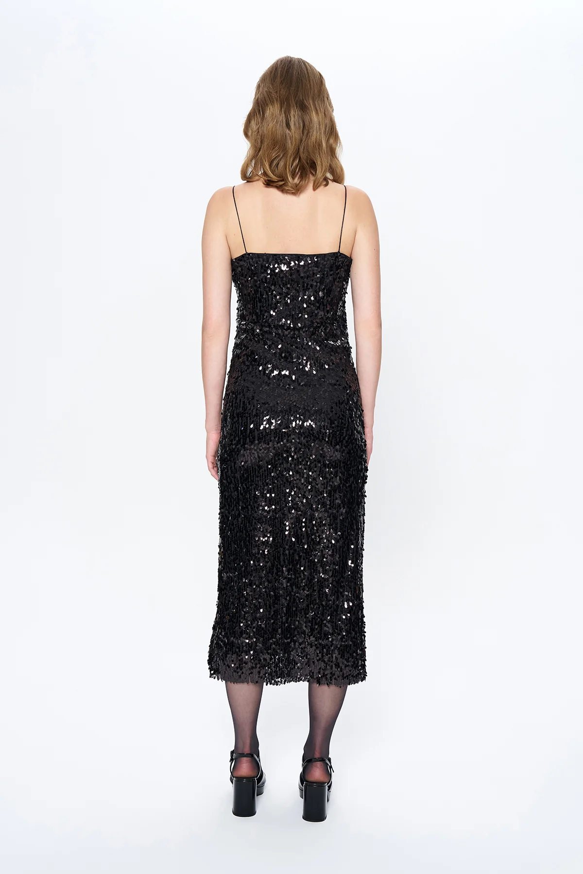 Fiona Sequin Slip Dress in Black 3