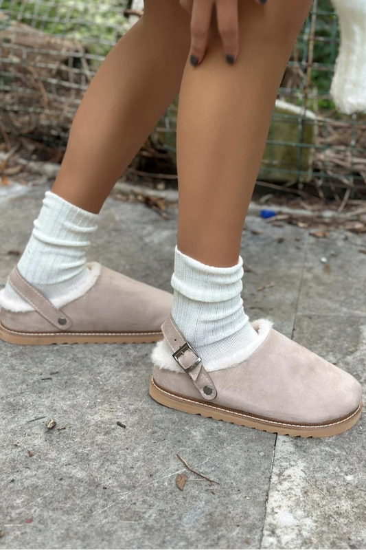 Hazel Fur Lined Winter Clog in Cream