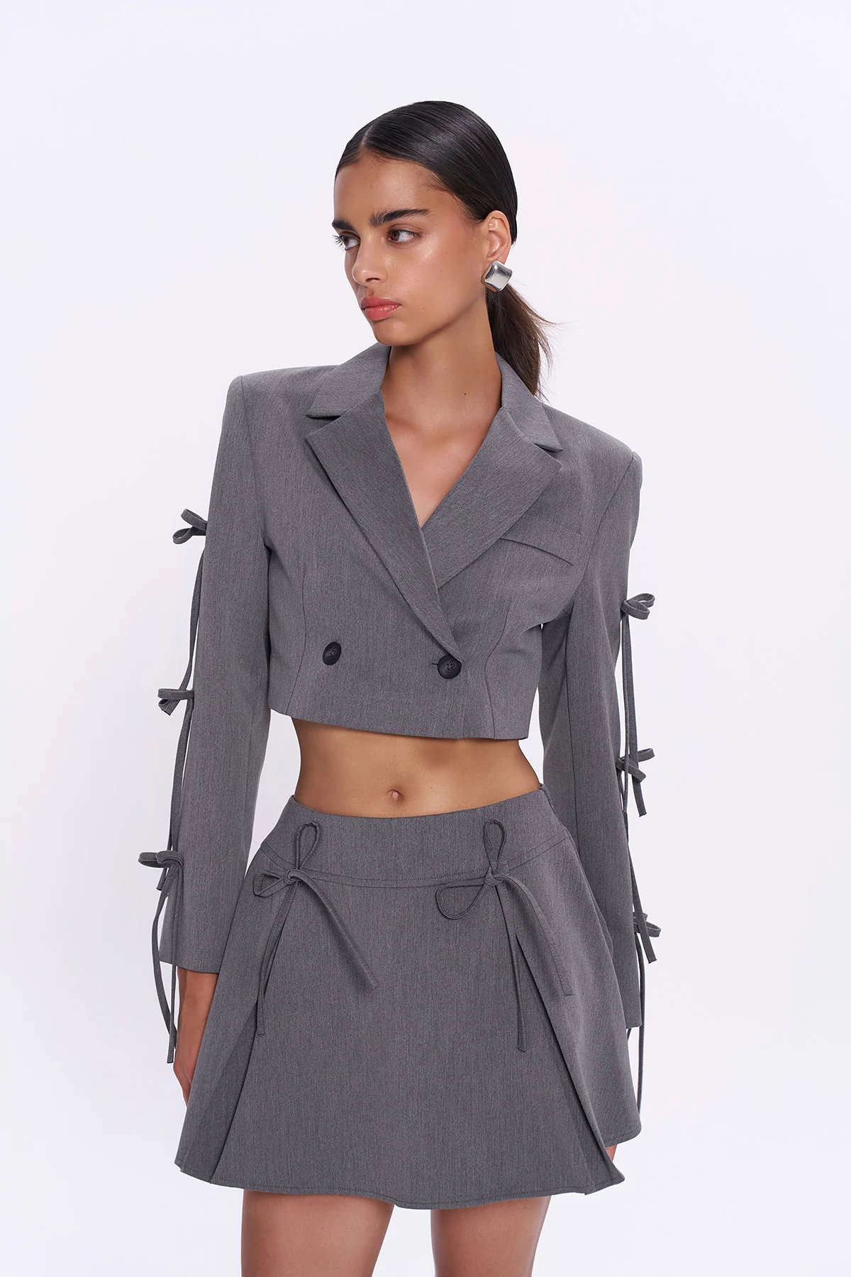 Iliana Bow Blazer in Grey