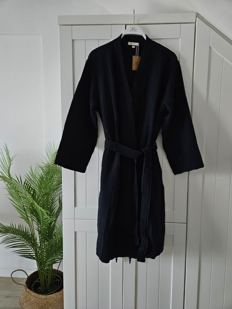 Julia Muslin Cover Up Robe in black