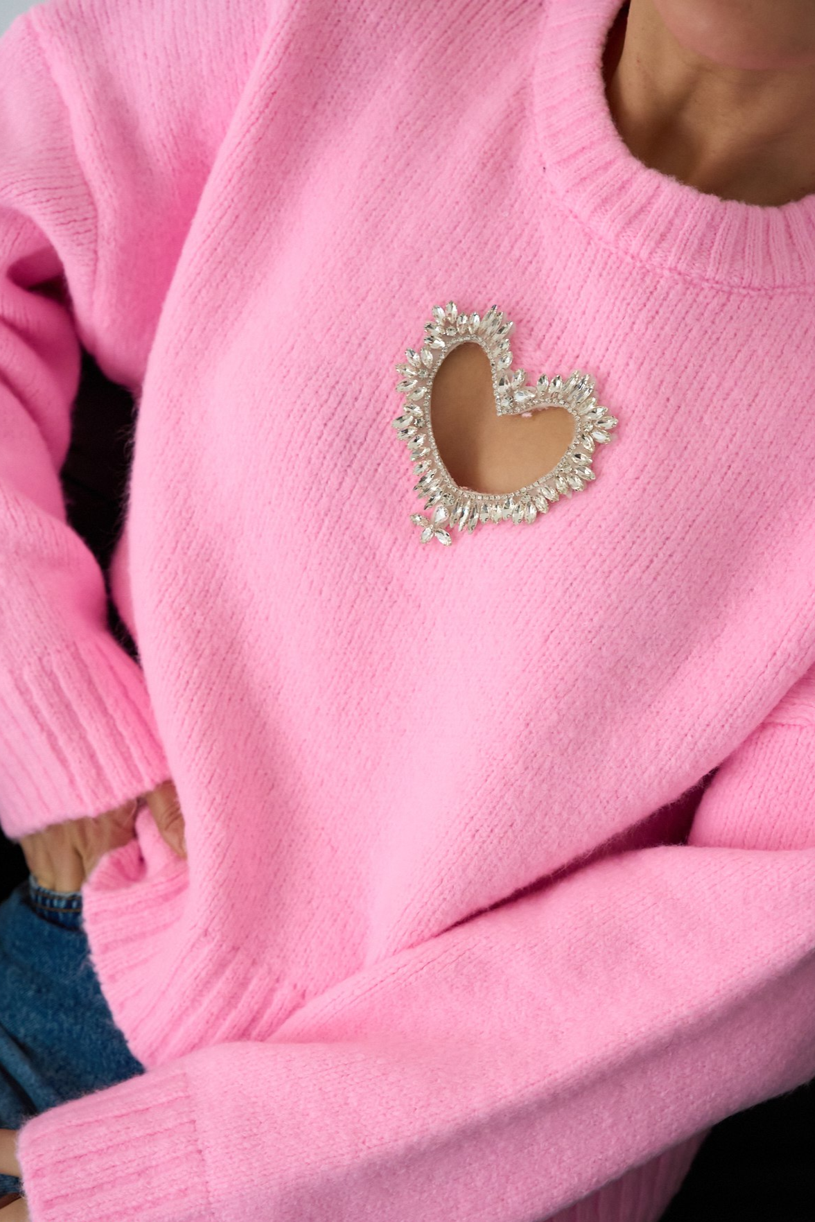 Mia Heart Cut Out Sweater in pink