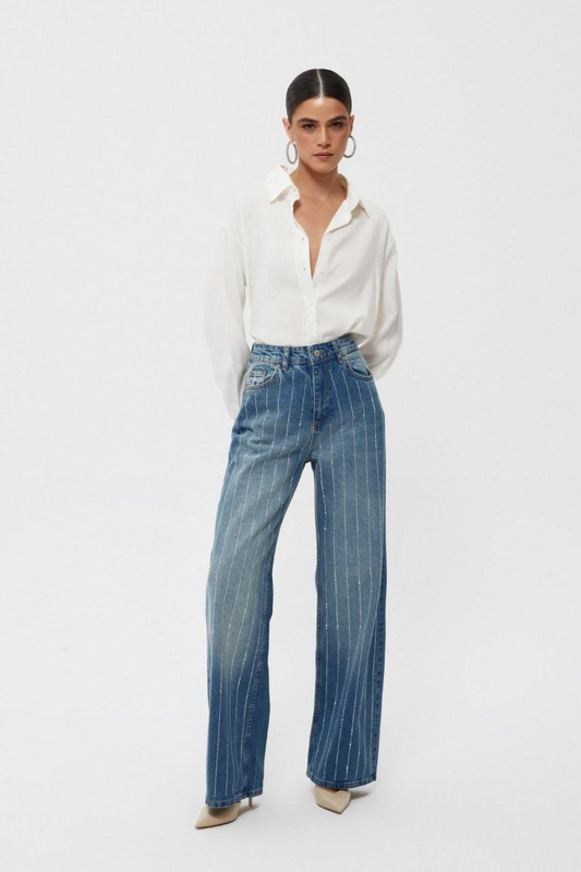 Odessa Crystal Striped Jeans 2