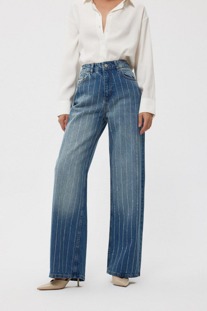 Odessa Crystal Striped Jeans 3