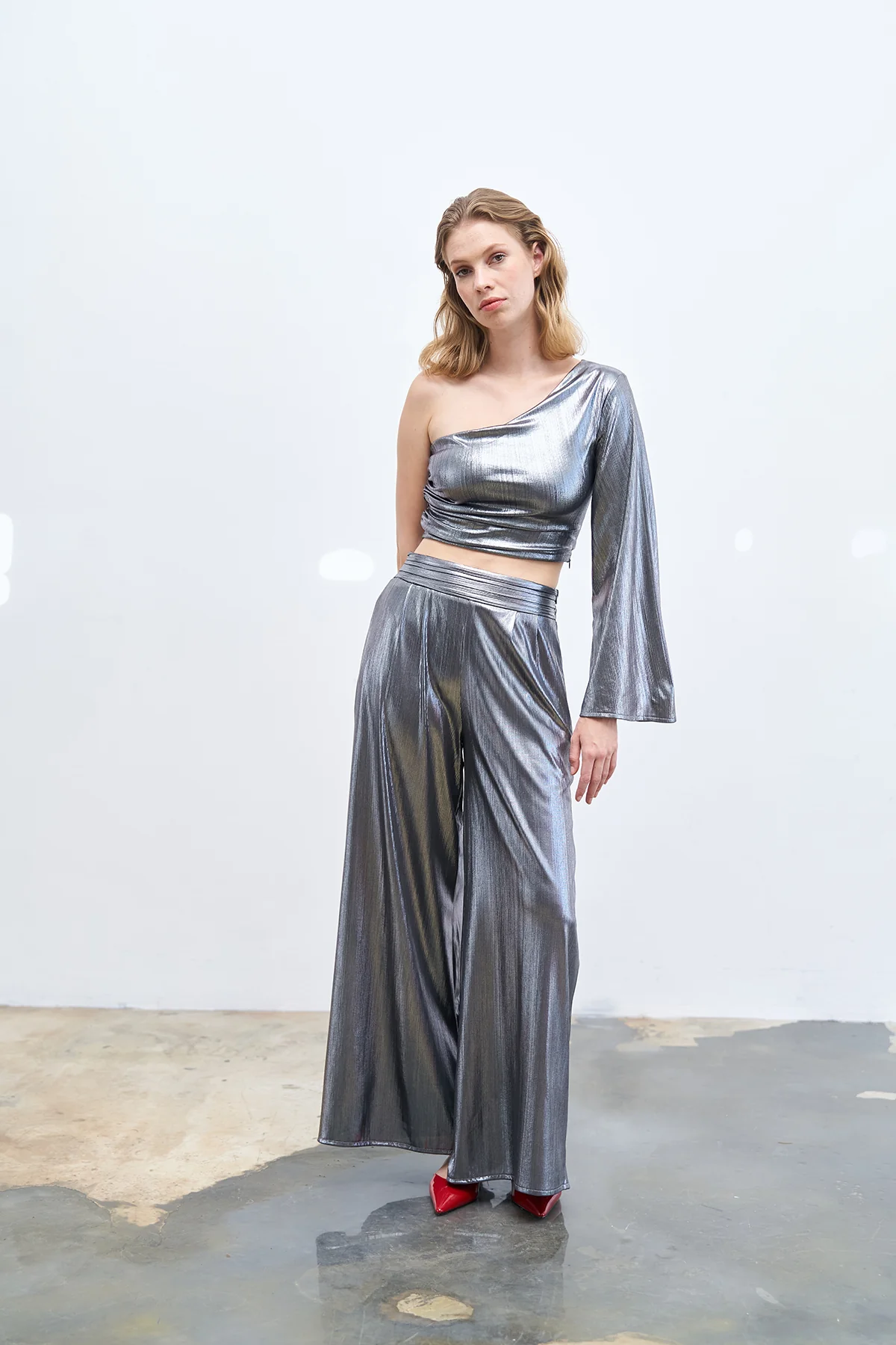 Phoebe Metallic Wide Leg Pants