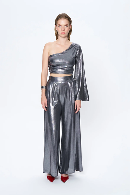 Phoebe Metallic Wide Leg Pants 2