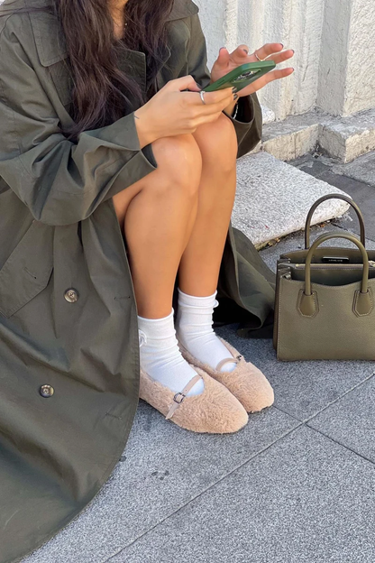 Reina Fur Flats in beige