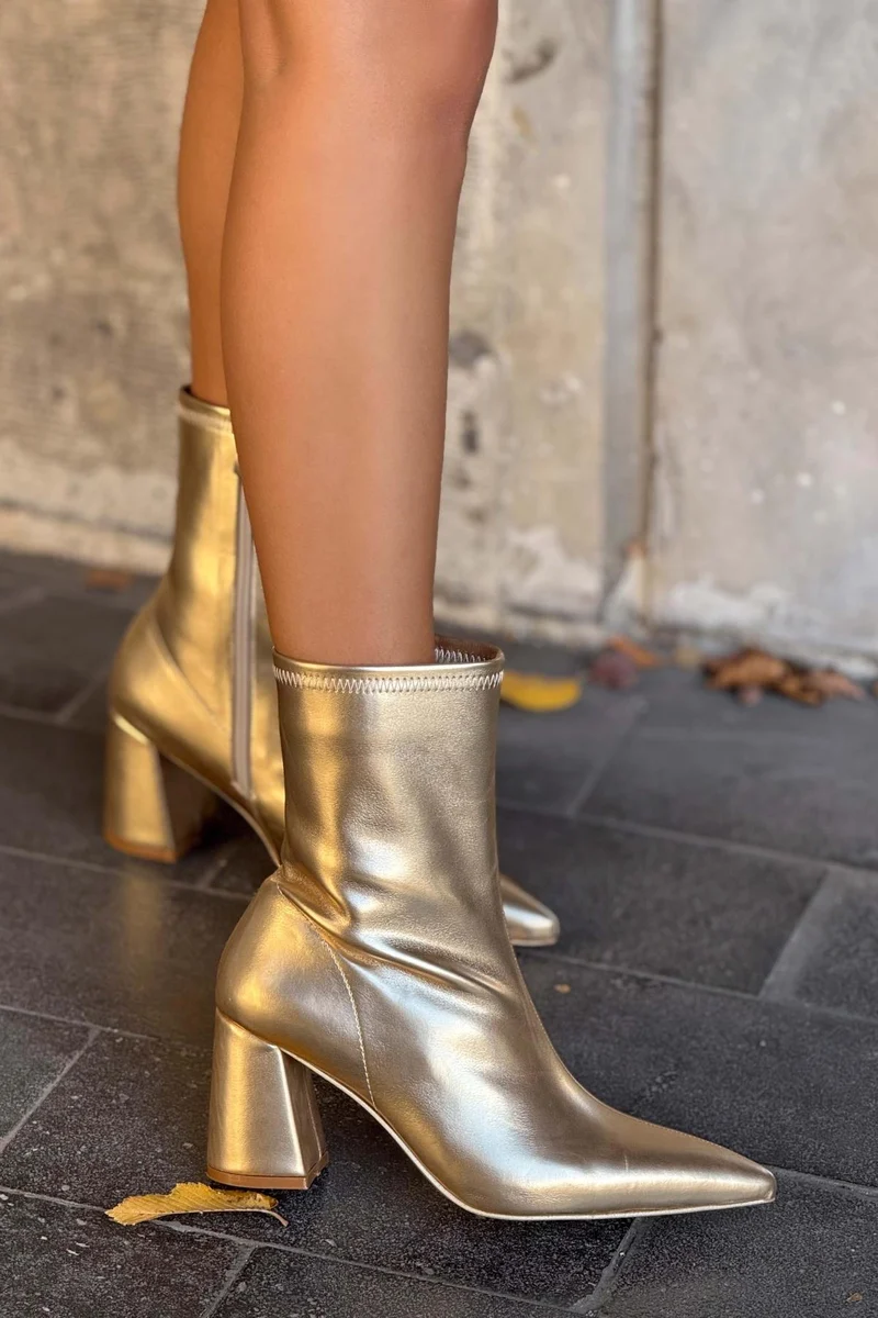 Sabrina Metallic Booties in gold 2