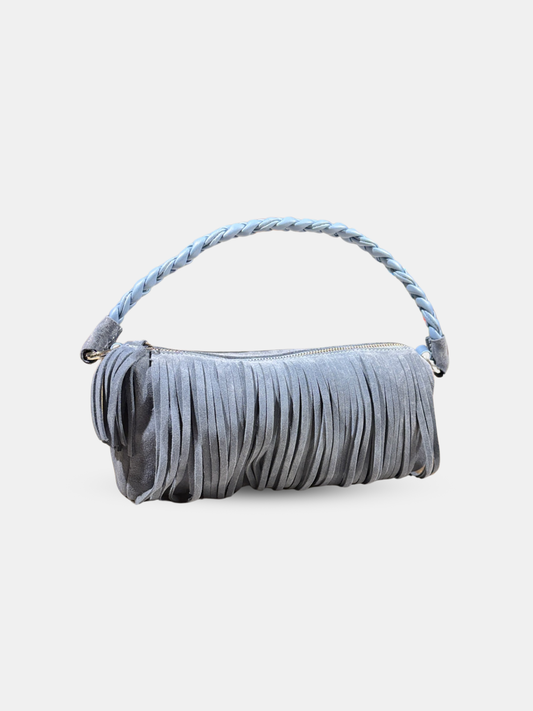 Spirulina Fringe Cylinder Hand Bag